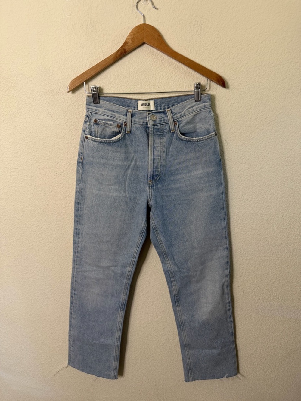 NEW Agolde Lana Distressed Mid-Rise Straight-Leg Organic Jeans Womens Size 25 - Picture 3 of 6